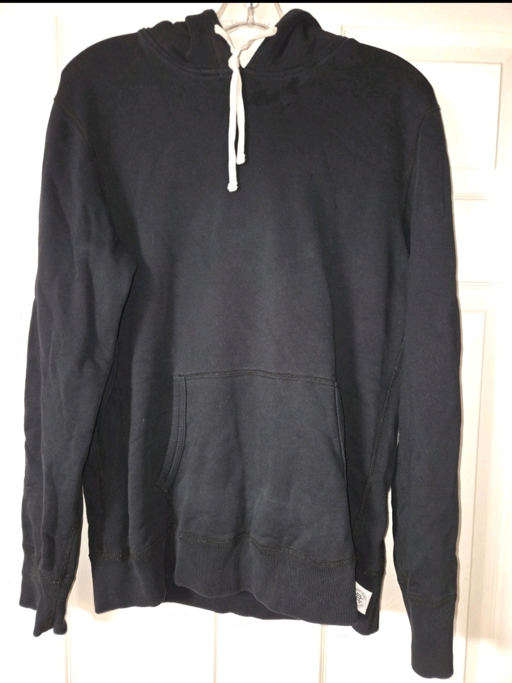 Reigning Champ Mens Med Black Ribbed Cuff Pullover Hoodie Euc